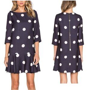 Kate Spade New York Spotlight Flounce Dress , Womens Size 2, Navy&Pink Polka Dot